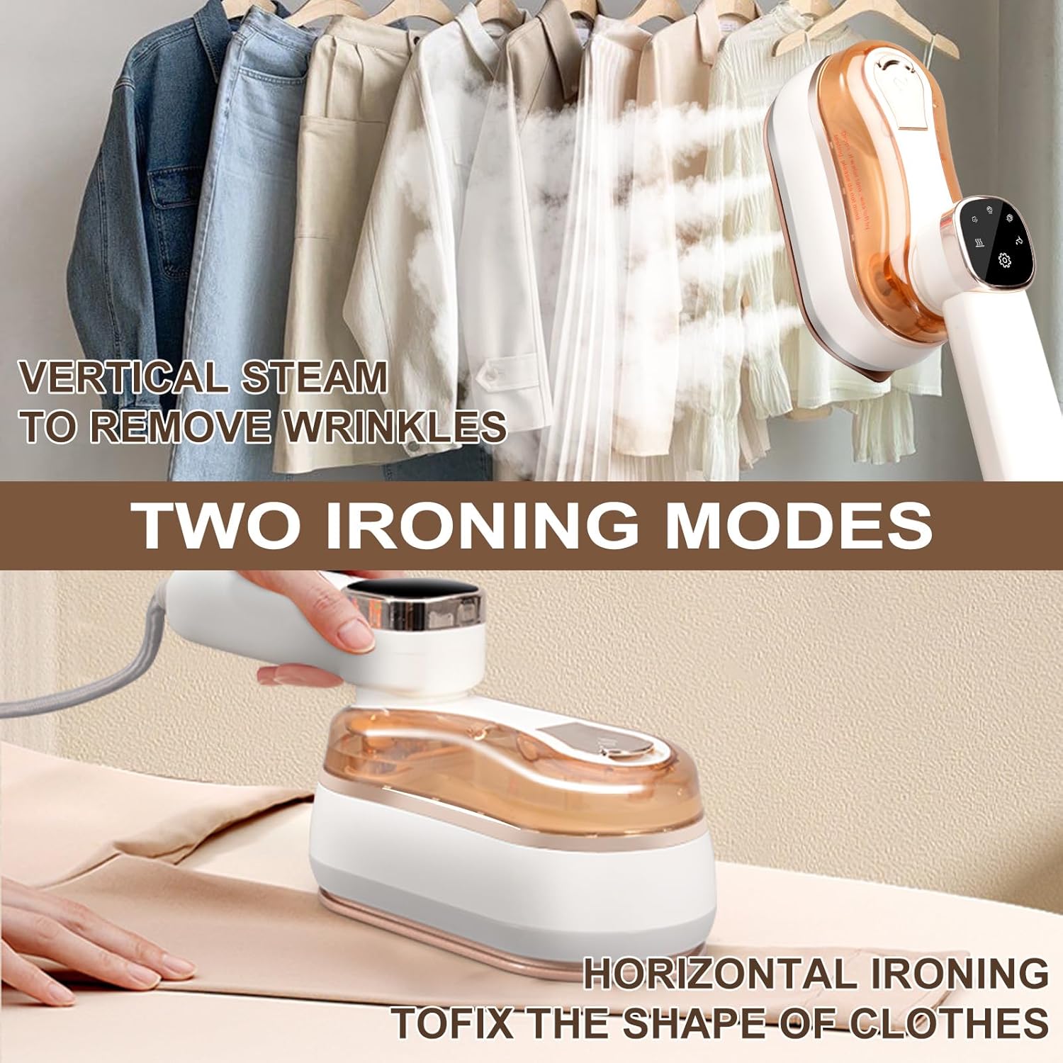 Travel Iron Portable Handheld Clothes Steamer for Wrinkle-Free Clothes On the Go - Steam Generator Iron Ideal Travel Essentials for Travel & Home Use (White)