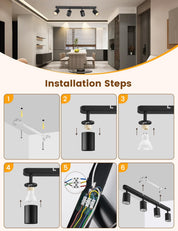 Step-by-step installation guide for a ceiling light fixture in a modern kitchen.