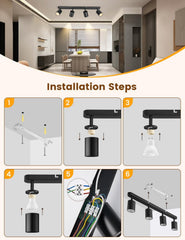 Step-by-step installation guide for a ceiling light fixture in a modern kitchen.