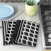 Premium 100% Cotton Kitchen Tea Towels – Soft, Durable & Washable Set of 5, Black