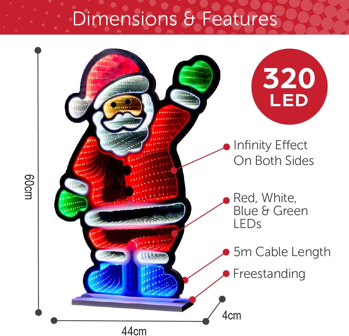 Freestanding Santa LED decoration for indoor use