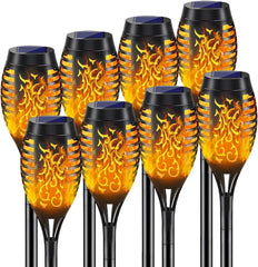 8 Pack Solar Flickering Dancing Flame Lights, 52CM Tall, IP65 Waterproof, Dusk to Dawn Auto On/Off, Solar Torch Lights for Garden, Pathway, Patio, Yard