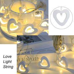 Wooden Heart LED Fairy String Lights, 59 Inch Battery Operated Decorative Lighting for Bedroom, Wedding & Home Décor