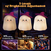 Kids Baby Night Light Rechargeable 7 Colors Ghost Lamp with Timer