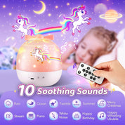 Kids Night Light Projector, 144 Lighting Modes + 15 Films, USB Rechargeable Baby Night Light with Remote, 360° Rotating Projector for Kids Bedroom