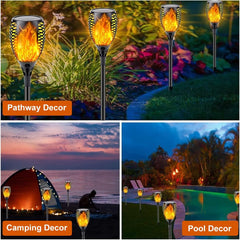 2 Pack 33 LED Solar Lights, Wall Mount, IP65 Waterproof Flame Effect for Outdoor Gardens, Backyards, Lawn