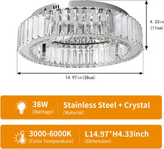 Crystal LED Ceiling Light Modern Flush Mount Chandelier Lamp