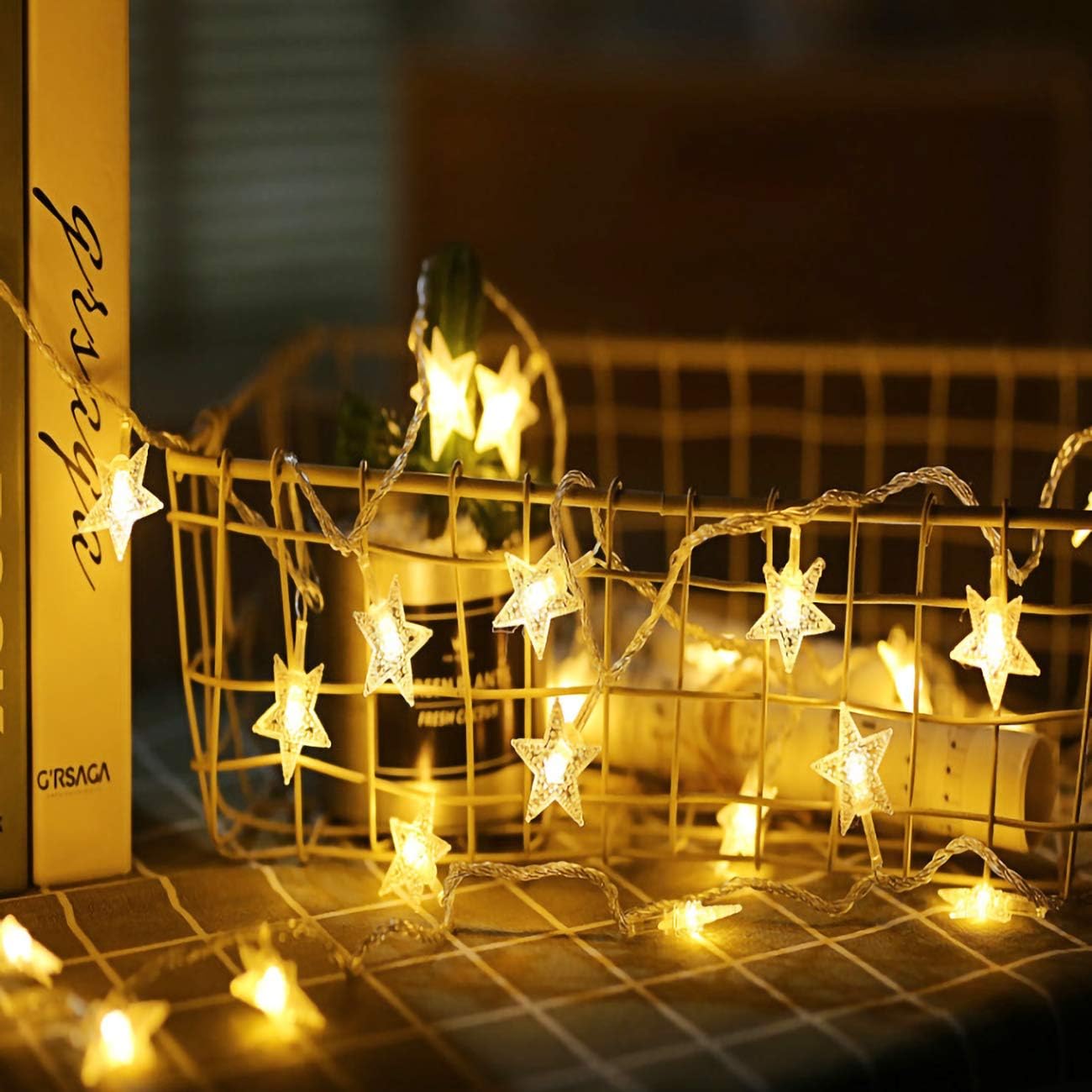 Star Fairy String Lights 6M 40 LED Battery Powered Warm White Decorative Lights for Indoor & Outdoor Use