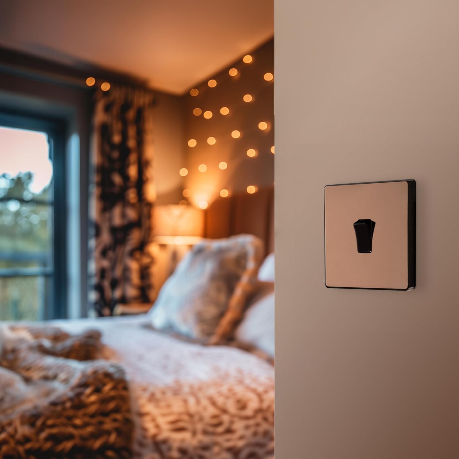 BG Electrical Single Intermediate Wall Light Switch, Screwless Front Plate, Round Edges, Evolve, Polished Copper, 20A, 16AX, PCDCP13B