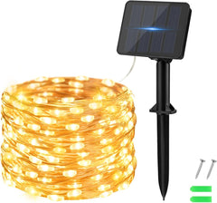 Solar Fairy Lights 5M/16.4Ft, 50 LED Copper Wire, Waterproof, Warm White for Garden, Tree, Party, Wedding, Christmas