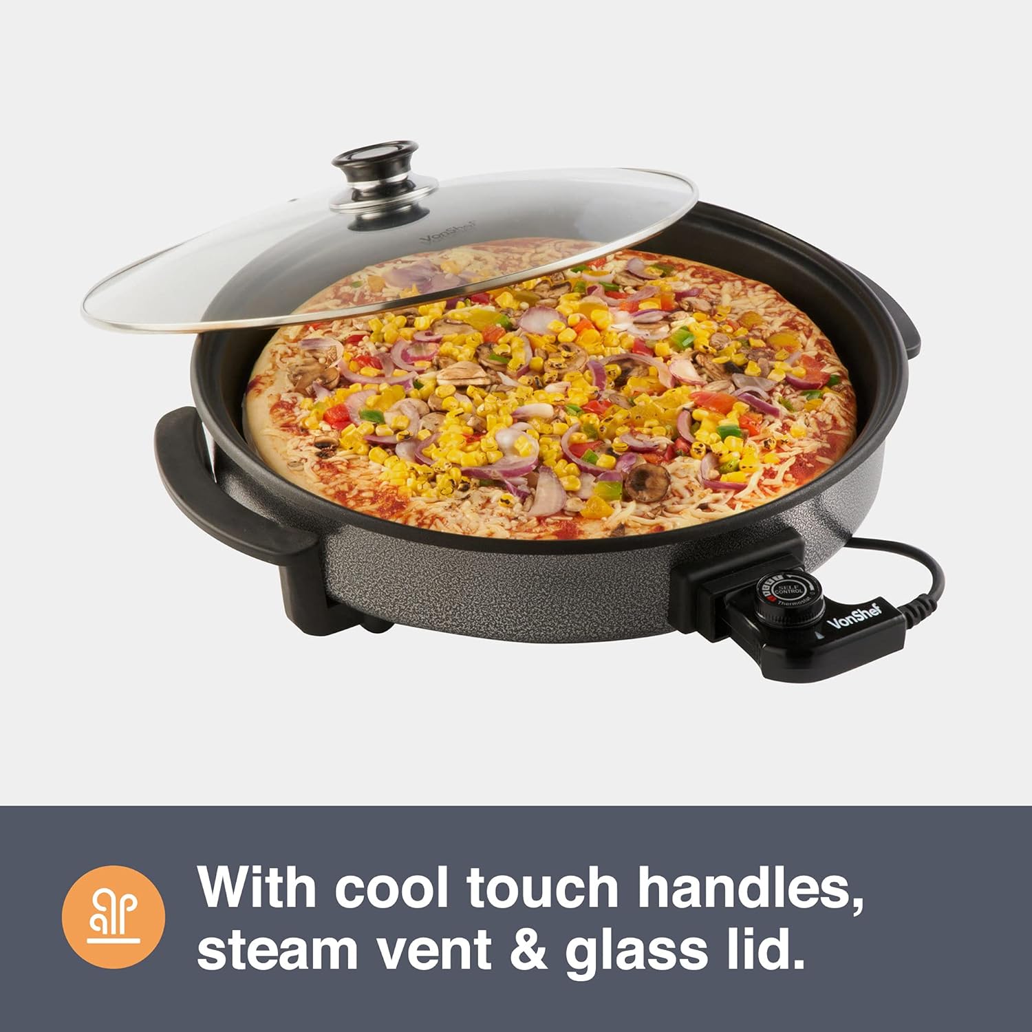 Large 6L Electric Multi Cooker Pan 42cm – 1500W Non-Stick Frying Pan with Lid & Adjustable Temperature Control
