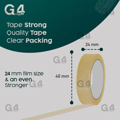 Clear Cello Tape, 24mm Wide Strong Transparent Adhesive, 45 Micron Packing Roll