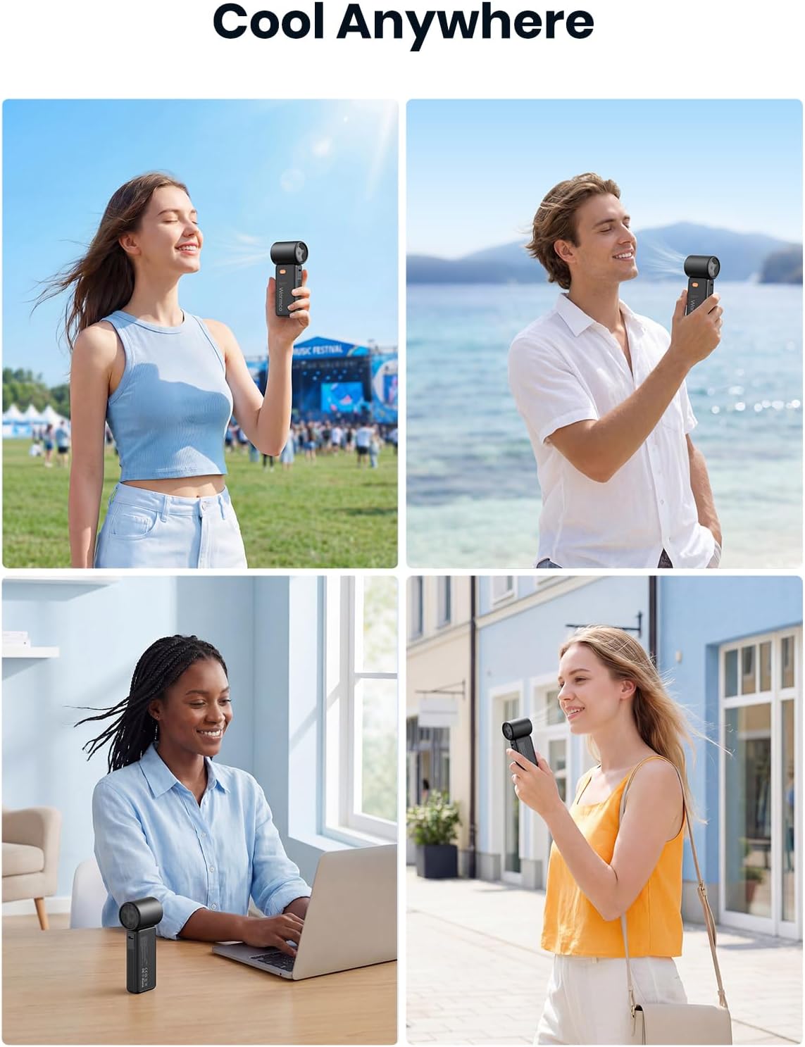 Portable Handheld Fan 5000mAh Stepless Turbo USB Mini