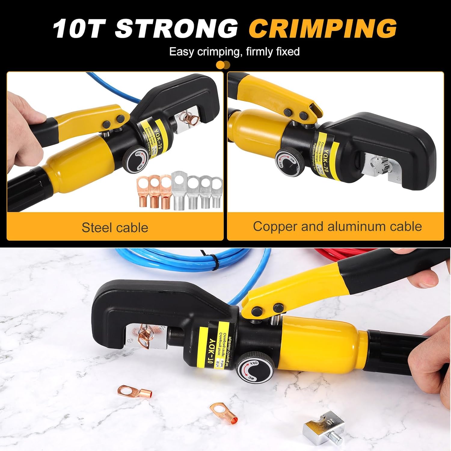 10 Ton Hydraulic Crimping Tool 4–70mm²