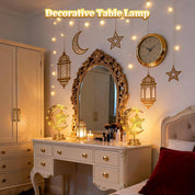 Ramadan Crescent Moon Table Lamp – Battery Operated Half Moon LED Night Light with Star Design, Eid Decorations for Bedroom & Home