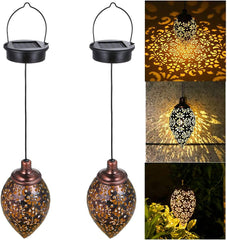 Outdoor Solar Lantern Light, Hanging Metal Lamp, Garden Decorations for Patio, Yard, Porch, Lawn, Courtyard