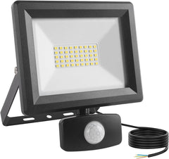 30W Motion Sensor Security Light - 3000 Lumen Super Bright IP65 LED Floodlight, 6500K Cool White with 1.5M Wire