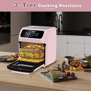 12L Air Fryer Oven with Rotisserie – 12 Presets, 1800W, 90-Min Timer, Oil-Free Cooking, 6 Accessories, Pink