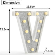 Glitter LED Letter Light V 18 Color Changing Remote