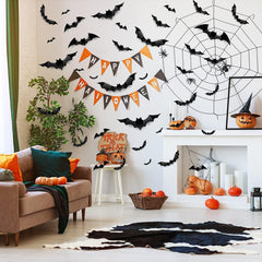 HIAME 12PCS 3D LED Bat Wall Stickers – Halloween Night Light Home Decorations