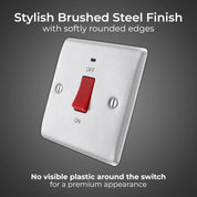 BG Electrical NBS74-01 Switched Cooker Control Unit with a Power Indicator, 45 Amp, Brushed Steel