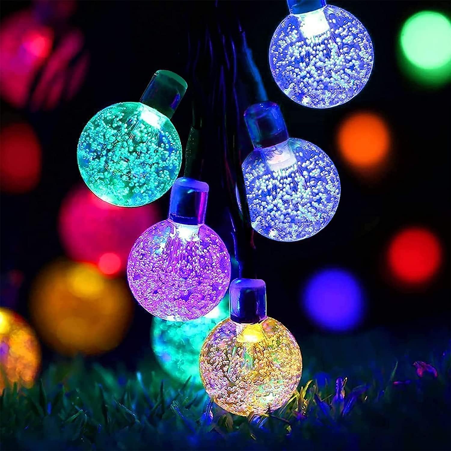 Solar Fairy Lights,12M/40ft 66LEDs Solar Lights Outdoor Garden with 8 Mode Crystal Balls Garden Lights for Camping Patio Yard Home Christmas Parties Wedding(Multi-Coloured)