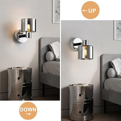 Elegant Chrome Wall Light - Modern Design with Smoked Grey Glass Shade