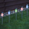 10-Pack Solar Garden Stake Lights, Color Changing LED, Waterproof, Rechargeable Stainless Steel for Pathway, Multi-Color