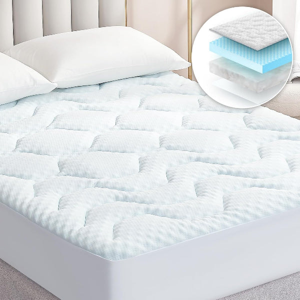 Small Double Memory Foam Mattress Topper – Gel Pad with Deep Pocket Cover, 3cm