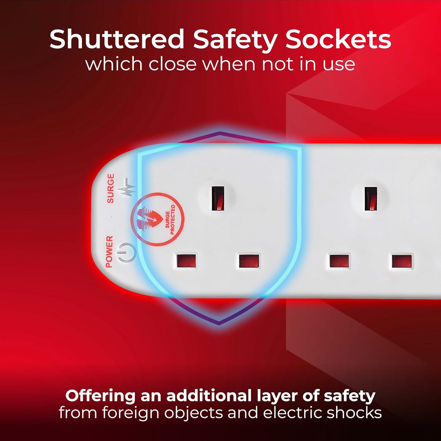 Masterplug Four Socket Extension Lead, 4 Metre Cable, Surge Protection, Power and Surge LED Indicators, Unswitched, 4-Way Plug Extension Cable, Power Strip, White, 13A, 4G, 4m, SRG44N
