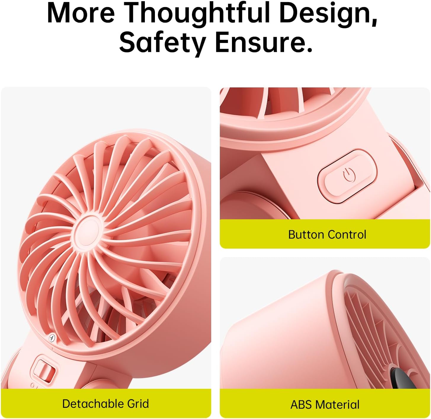 JISULIFE Handheld Fan Life7 – Ultimate Flexibility: High-Power Motor, LED Display, 5000mAh Rechargeable, 5-Speed, Foldable Design, 3-IN-1 Portable Hand/Desk/Neck Fan for Travel, Gift for Women (Pink)
