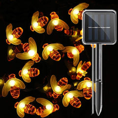 Solar Powered Honeybee Outdoor Lights, 30 LED 21 ft Waterproof Fairy String Lights, Bumble Bee for Garden, Flower Fence, Patio, Lawn, Trees, Pathway Home Christmas Party Decoration (Warm White)