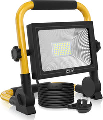 60W LED Work Light 5200LM, Job Site Light, Plug in Folding FloodLight, 6500K Cold White 5M Wire with Plug