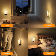 Plug-in LED Night Light with Dusk-to-Dawn & Motion Sensor, Adjustable Brightness, 3000K Warm White, 1W, 1 Pack