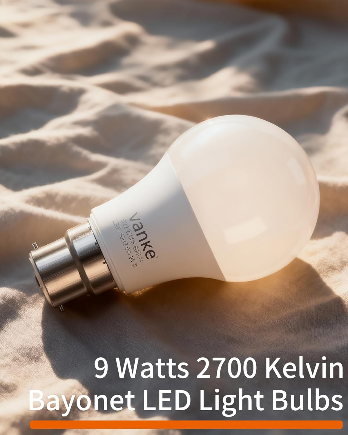 Vanke B22 LED Bulb 60W Equivalent Warm White 3-Pack