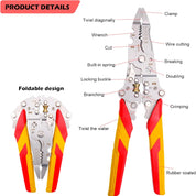 9 in 1 Multifunctional Wire Stripper Tool - Professional Electrician Pliers Set for Electrical Installation | Cable Stripping, Cutting, Crimping | Compatible with AWG 10-24 Wires