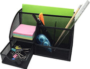 7-Compartment Mesh Desk Organizer Caddy – Multifunctional Pencil Holder, Black