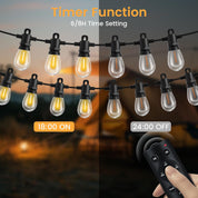 Outdoor Festoon Lights 24V 15M with Remote, IP65 Waterproof S14 Bulbs