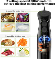 Hand Blender - 2 Speed Immersion Stick Blender | Electric Handheld with Stainless Steel Blade for Soups, Sauces & Baby Food - Black HB3201