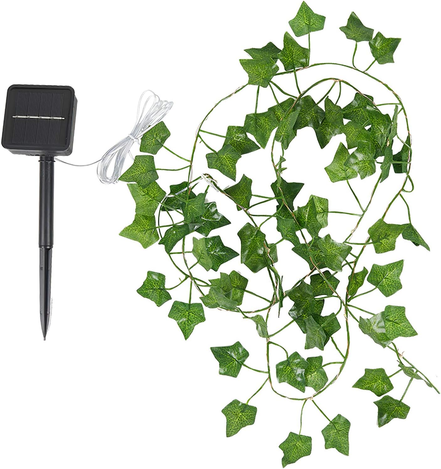 5M Solar LED String Lights Artificial Ivy Leaves 8 Modes Waterproof Maple Garland for Garden Patio Gate Yard Party