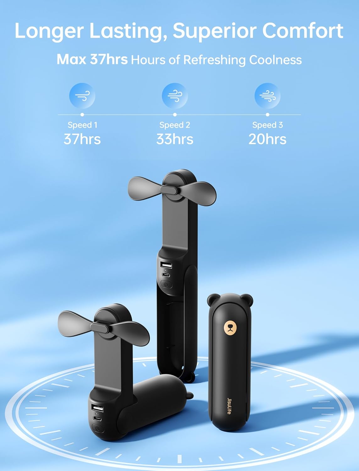 Portable Handheld Fan with 4500mAh Powerbank – 3 Speeds