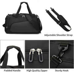 Waterproof Gym Duffel Bag with Shoe Compartment & Wet Pocket for Men and Women