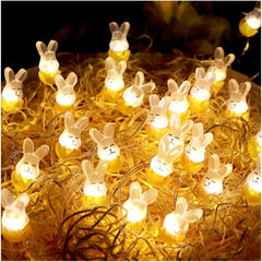 Cute Rabbit String Lights Bunny Fairy Lights 10FT 30 LED Battery Warm White Night Light Waterproof Outdoor Indoor Room Bedroom Wall Home Décor Wedding Birthday Party Garden Decoration