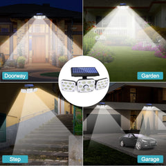 Solar Security Lights Outdoor - 138 LED, 3 Adjustable Heads, Motion Sensor Flood Lights, 270° Wide Angle, IP65 Waterproof (2 Pack)