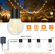 9M Solar Festoon Lights, 20 Bulbs, Remote Control