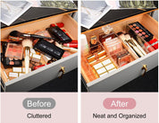 2PK Acrylic Cube Makeup Organizer with 1 & 3 Compartments for Vanity & Drawer