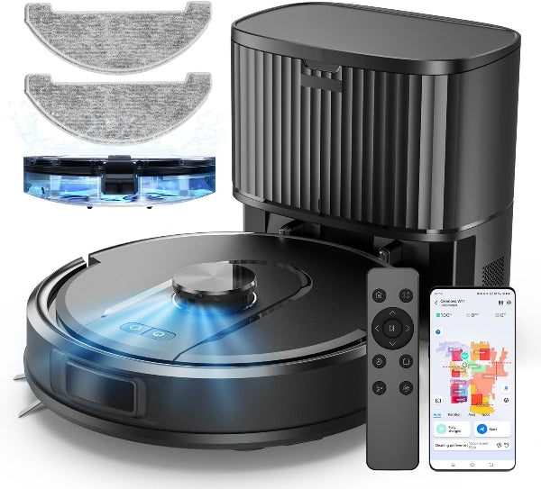 Vexilar Robot Vacuum with Mop – Self-Emptying, 6000Pa Suction, 180 Min Runtime