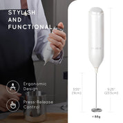 Rechargeable Milk Frother Handheld USB-C Stand Electric Coffee Whisk