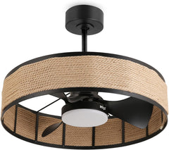 132cm Black Ceiling Fan with Lights, Remote Control, Dimmable LED Light, Quiet Reversible Motor