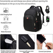 Extra Large Anti-Theft Laptop Backpack with USB Charging Port for Travel & Work